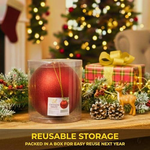 Shatchi 2cm Red Glitter Christmas Bauble for Tree and Home Decor, Shimmering Hanging Ornament