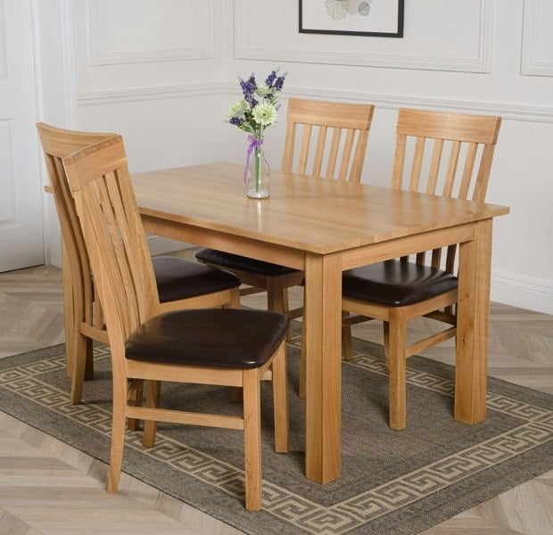 That's Furniture Oslo 150 x 90cm Medium Oak Dining Set with Harvard Oak Chairs