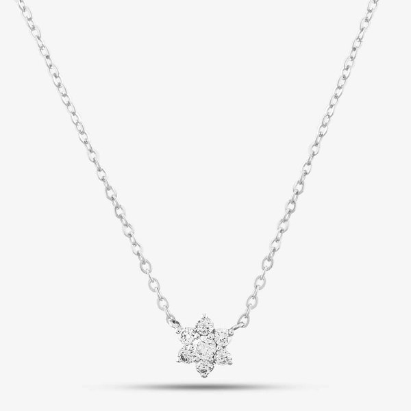 T. H. Baker 18ct White Gold 0.16ct Brilliant Cut Flower Necklet FXTU 18KW