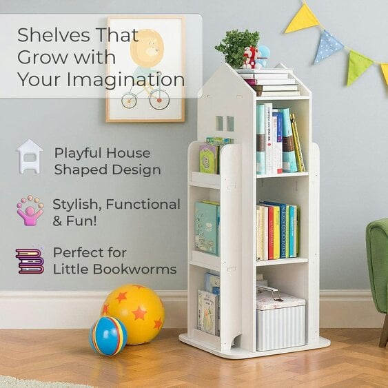 Neo White House Shaped 360° Rotating Kid's Freestanding Bookshelf