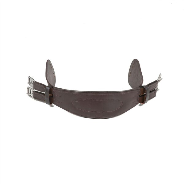 eQuitack Padded Leather Short Dressage Girth With Roller Buckles Black