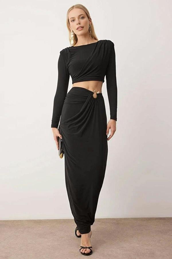 WOVCOR 2-Piece Accessory Detailed Party Top and Bottom Set