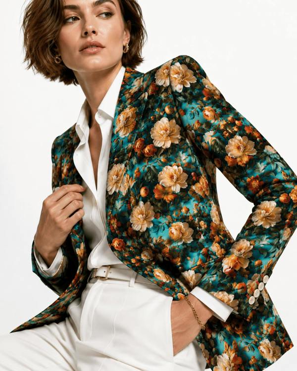 Aqua Renaissance Rose Print Blazer - Claudio Lugli Shirts