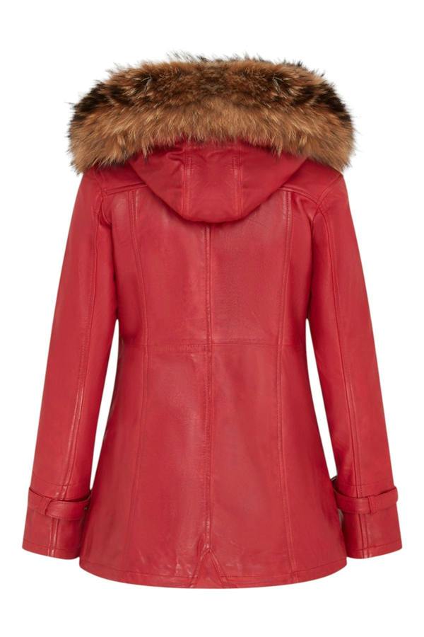 Infinity Leather Womens Leather Hooded Parka Jacket-Putian