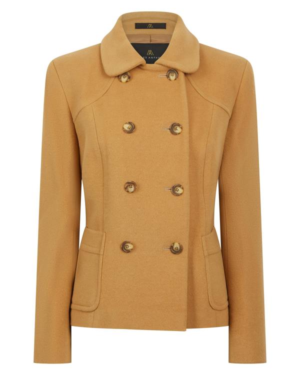 Myles Anthony Caramel Reefer Style Wool & Cashmere Jacket - 12