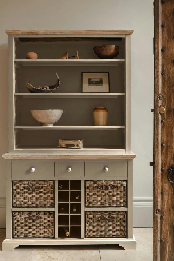 Statement Furniture Florence Display Cabinet With Shelves, Wine Rack and Storage Baskets