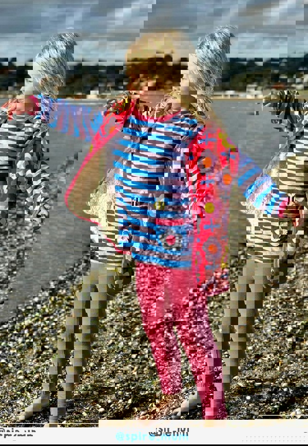 Organic Pink Flower Print Reversible Gilet - Toby Tiger