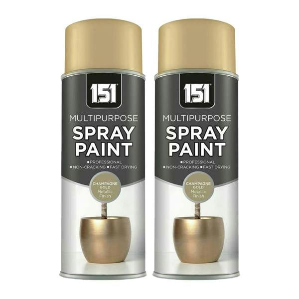 151 2X 151 Champagne Gold Metallic Gloss Spray Paint 400ml
