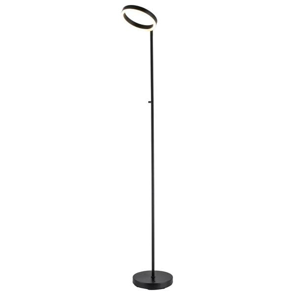 Modern LED Halo Ring Floor Lamp in Matte Black with CCT Dimmer Button Image 1