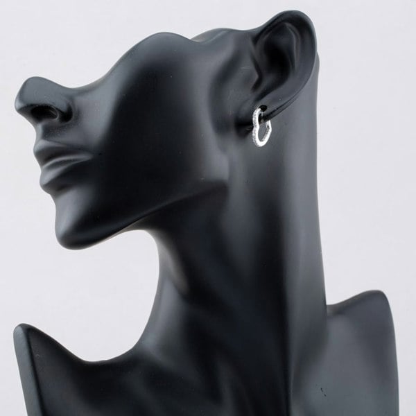 T. H. Baker Sterling Silver Cubic Zirconia Heart Huggie Hoop Earrings S4198