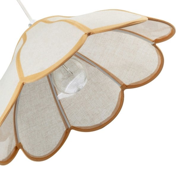 Classic Natural Linen Pendant Ceiling Shade with Taupe Cotton Trim Image 4