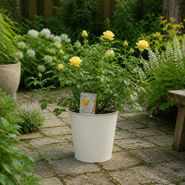 5L Rose Anniversary Wishes Yellow Rose Bush - Beautiful Flowering Garden Plant