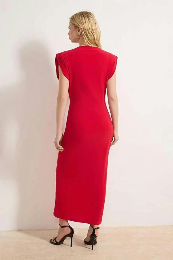 Padded Draped Bodycon Midi Dress