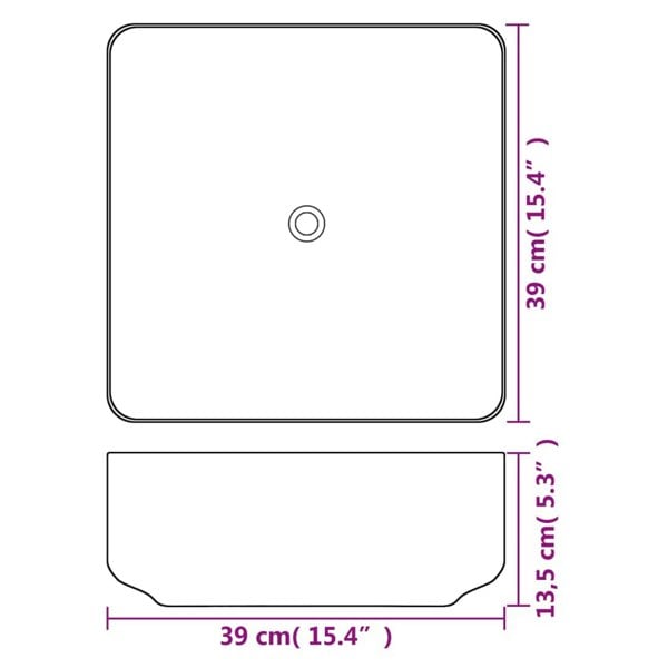Berkfield Basin Square Ceramic White 39x39x13.5 cm