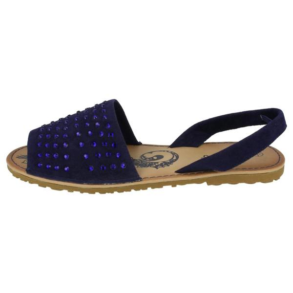 Spot On Ladies Spot On Elasticated Slingback Open Toe Flat Sandals