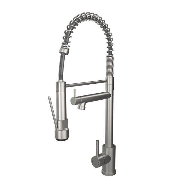 Flode Alta | Single Lever Kitchen Sink Mixer Tap with Swivel Spout | Brushed Steel Finish