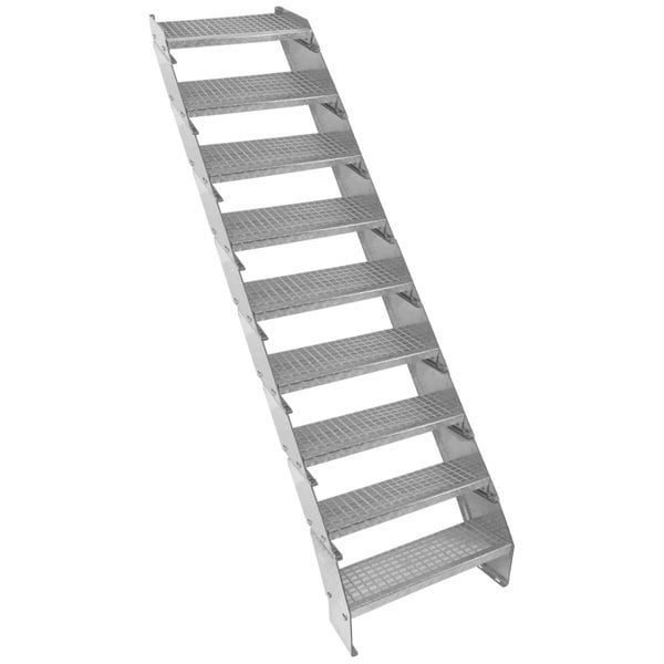 Monstershop Adjustable 9 Section Galvanised Staircase - 600mm Wide
