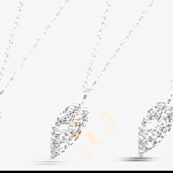 T. H. Baker Silver Rose Gold Plated Cut Out Patterned Heart Pendant Necklace SP04378A