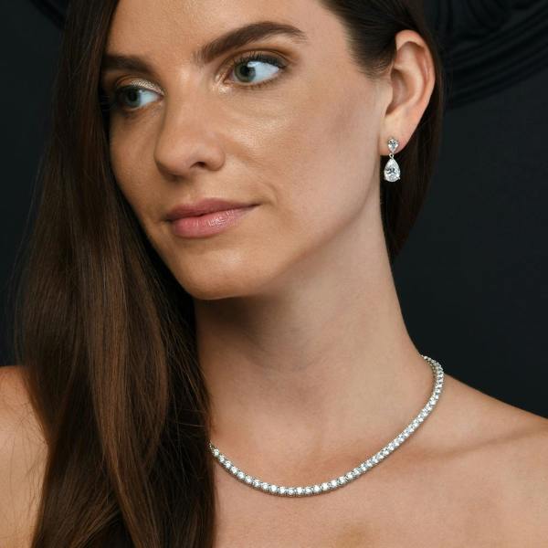 namana 925 Sterling Silver Tennis Necklace with 4mm Cubic Zirconia