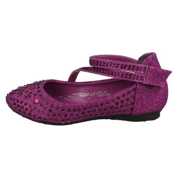 Spot On Girls Spot On Glitter Flat Ballerina Party Shoes H2335
