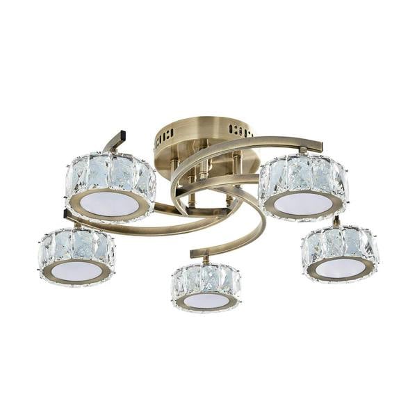Pagazzi Lighting Dilan 5 Light Antique Brass LED Semi Flush Ceiling Light