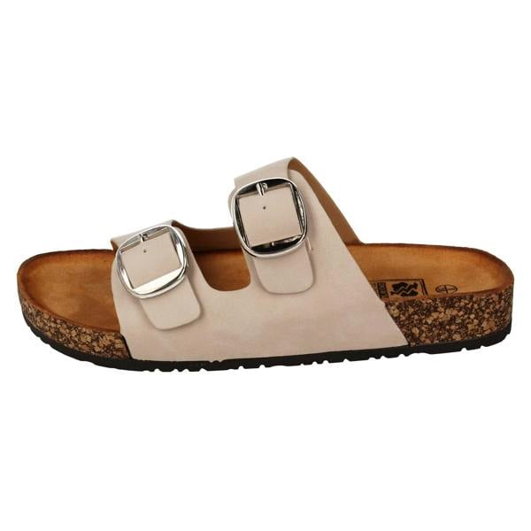Down to Earth Ladies Down to Earth Low Flatform Dual Buckle Mule Sandal F12090