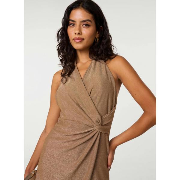 Pink Vanilla Metallic Wrap Knit Dress