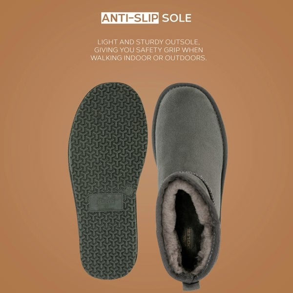 VIVA Women's Faux Fur Lined Boot Slippers - Memory Foam Anti-Slip Sole