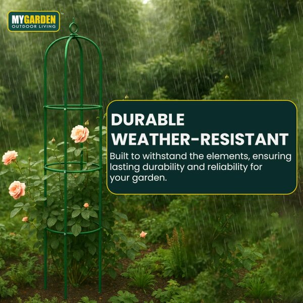 My Garden Outdoor Living Garden Obelisk for Climbing Plants 1.9M – Metal Obelisk Rose Climber Frame, Weather & UV Resistant Freestanding Plant Support