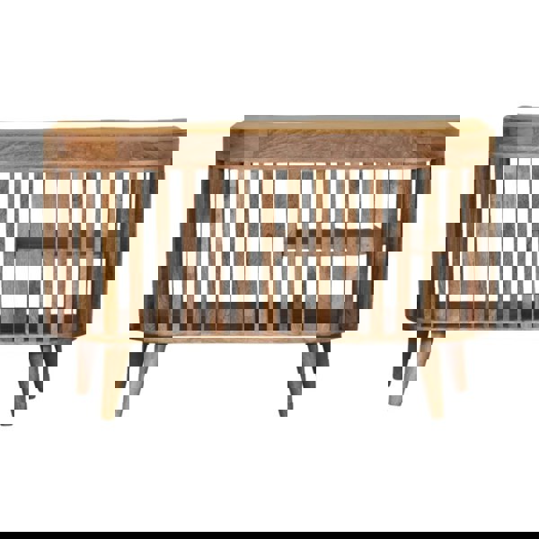 Artisan Furniture Slatted Oak-ish Bench with 3 slots