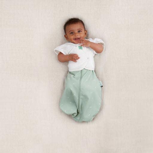 ergoPouch - Organic Short Sleeved Butterfly Sleep Swaddle Cardi - Oatmeal - 0.2 TOG - 0-3 M