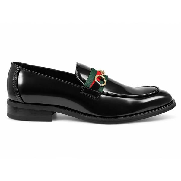 Dolcetto Men's Patent Vegan Leather Slip-On Horsebit Loafers - Black