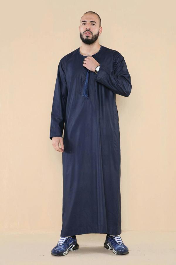 Infinity Leather Mens Thobe Jubba Saudi Islamic Arab Eid Emirati Kaftan Jubbah Tassel Robe