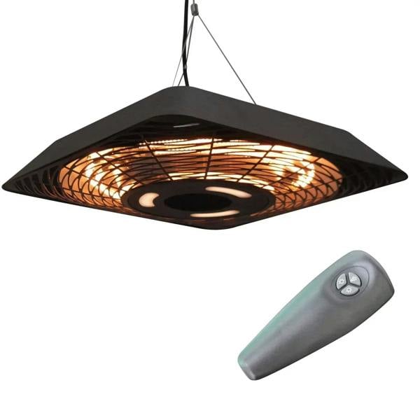 Bobobiy 2000W Electric Hanging Patio Heater Ceiling Mounted Halogen Heating Indoor Outdoor with Remote Control Aluminium