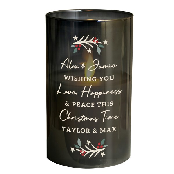 Personalised Memento Company Personalised Christmas Smoked Glass LED Candle