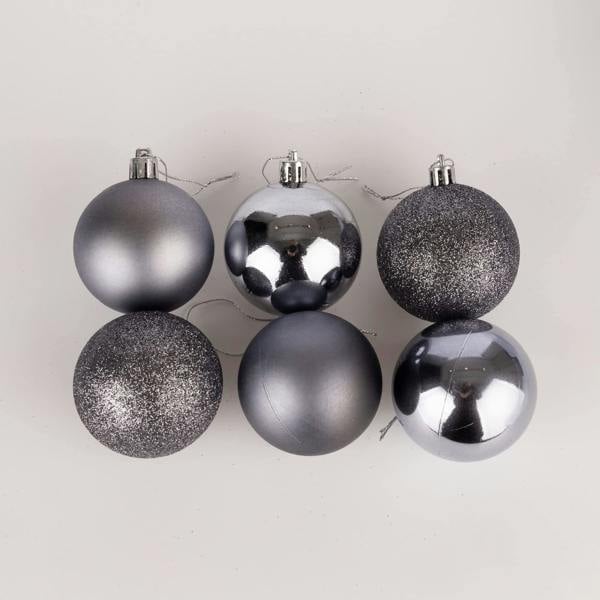 Shatterproof Dark Grey Christmas Baubles in 10cm Pack Sizes, Available in 3 or 6 Piece Sets image 9