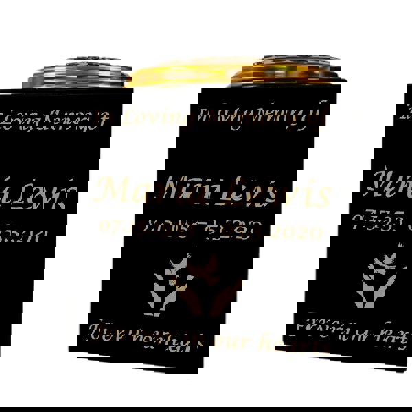 Memorials Direct Granite Memorial Vase- Solid Granite – Free Personalised Gold Engraving, Hands with Dove  – Includes Metal Flower Pot Insert