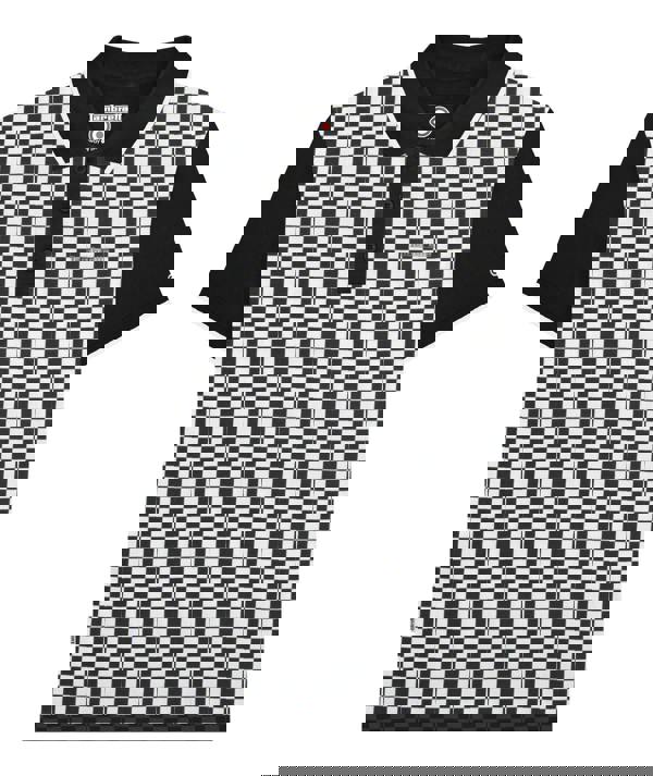 Lambretta Mens Checkered Casual Retro Mod Ska Black Polo Shirt