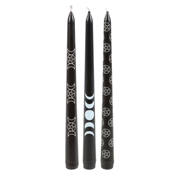 Serano Set of 3 Black Magic Mystical Taper Candles
