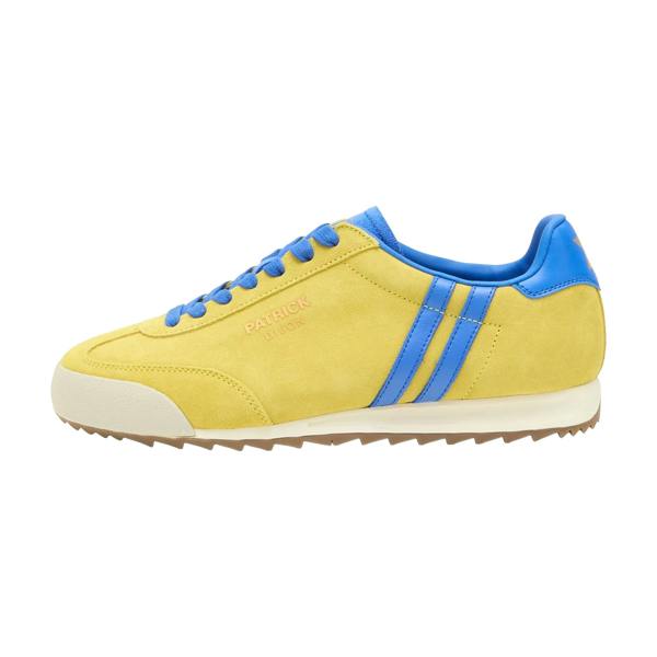 Patrick Mens Dijon Suede Running Trainers - Yellow/Royal Blue - 