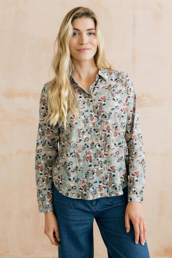 Lily & Me Patsy Organic Ditsy Shirt Ocean