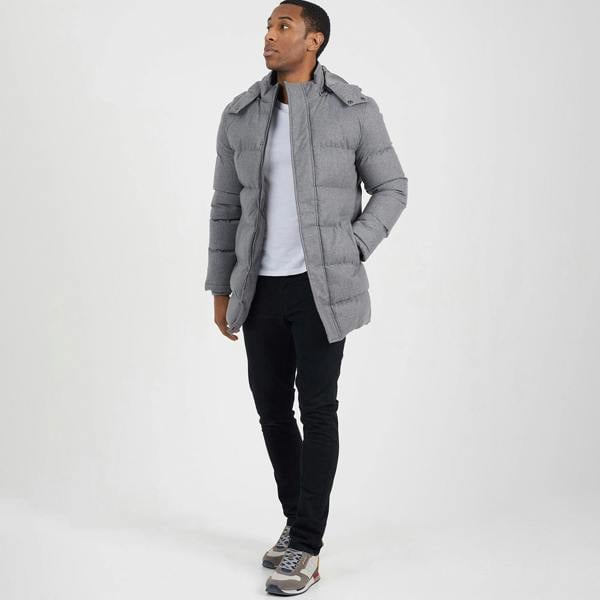Brave Soul Grey Puffer Jacket With Detachable Hood - Grey Image 3