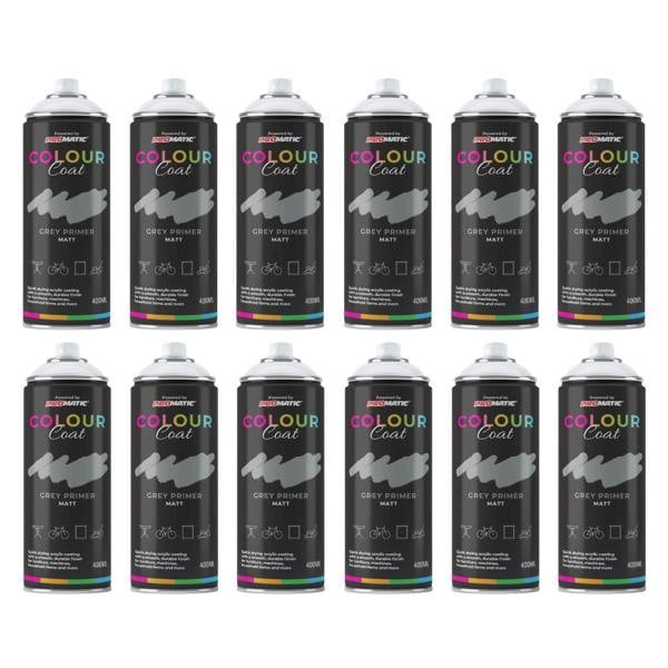 Colour Coat 12X Grey Primer Matt Spray Paint 400ml