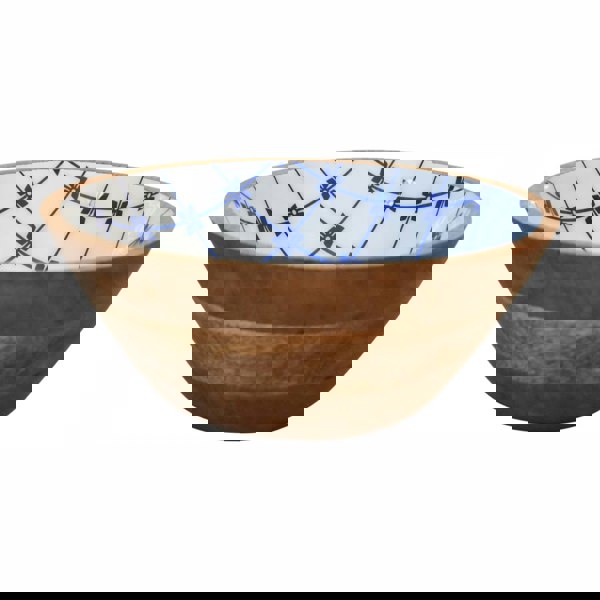 Artisan Furniture Blue and White Wooden Bowl Set of 2