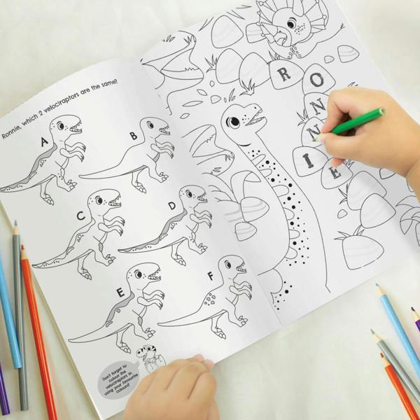 Personalised Dinosaur Colouring And Activity Book - close-up detail