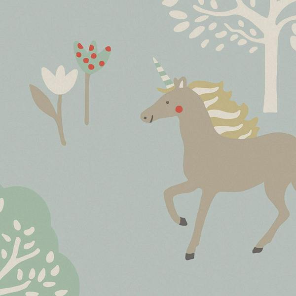 Sophie Allport Forest Ponies Witham Blue Wallpaper