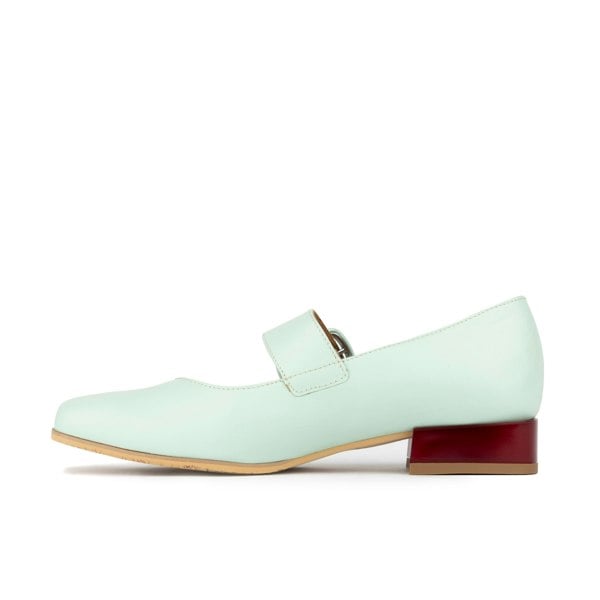 Embassy London Bliss - Mint & Red - Women's block heel square toe leather Mary-Jane