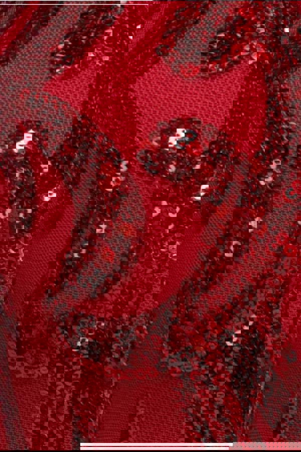 Tassel & Sequin Midaxi With Front Split - Red DR4006