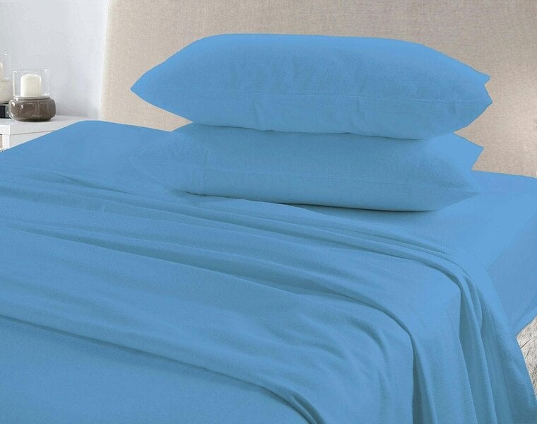 Night Zone Flannelette Sheet Set – 100% Brushed Cotton Fitted, Flat Sheet & Pillowcases - Blue