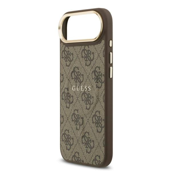 Guess PU Leather 4G Gold Frame Case with MagSafe for iPhone 17 Air 6.5" Brown - GUHMP17MP4MSEGCW